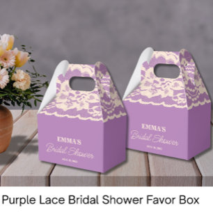 Purple Lace Bridal Shower Favor Box