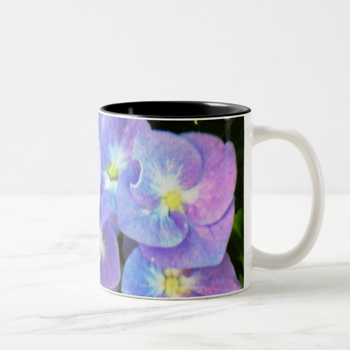 Purple lace cap hydrangeas mug