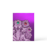 PURPLE LACE FLOWERS AND COLORFUL GEMSTONES POSTCARD