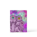PURPLE LACE FLOWERS AND COLORFUL GEMSTONES POSTCARD