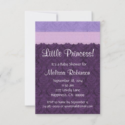 Purple Lace Little Princess Girl Baby Shower S210 Invites