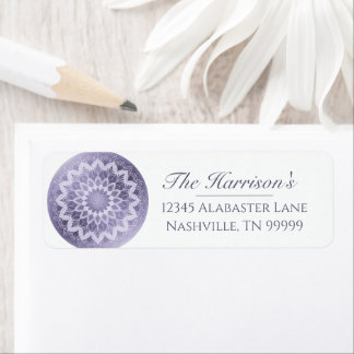 Purple Lace Mandala Wedding Address Label