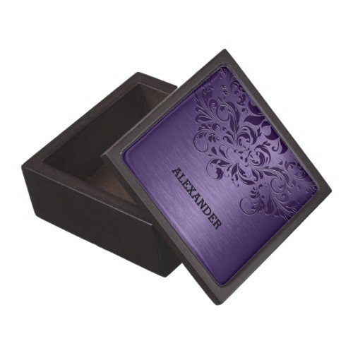 Purple Lace  Metallic Texture Print Gift Box