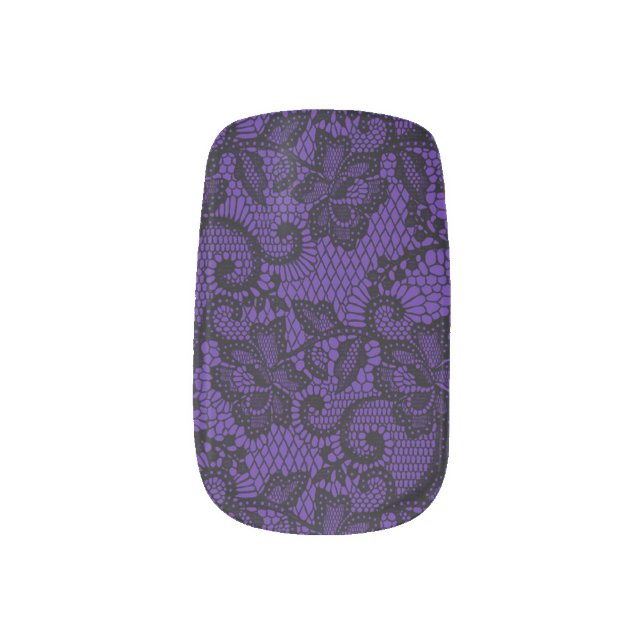Purple Lace Minx Nail Art (Left Thumb)