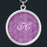 Purple Lace Monogram Sterling Silver Necklace<br><div class="desc">Beautiful  Lace Sterling Silver Necklace - background color can be changed..  Great as a wedding favor,  wedding gift,  birthday gift or holiday gift.</div>