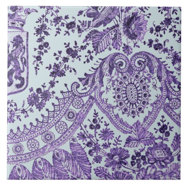 Purple Lace Roses Ceramic Tile (Front)