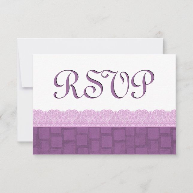 Purple Lace RSVP Wedding Card (Front)