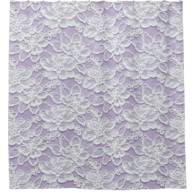 Purple Lace Shower Curtain (Front)