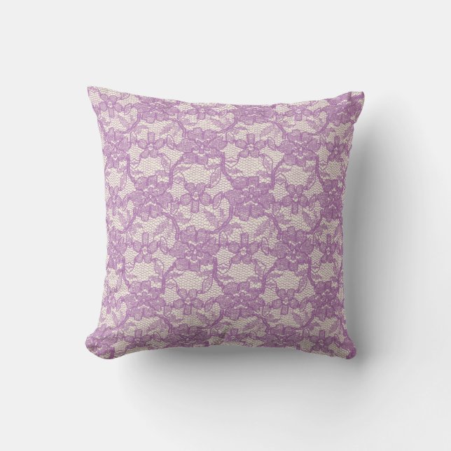 Purple Lace Throw Pillow (Front)