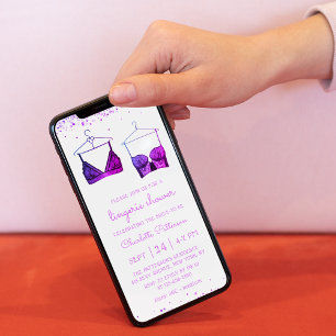 Purple Lace Watercolor Lingerie Bridal Shower Invitation