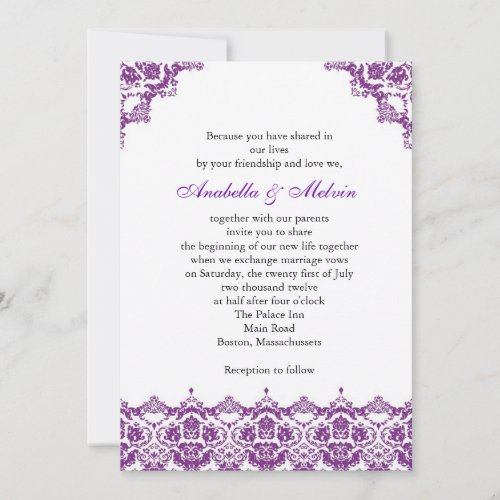 Purple Lace Wedding Invitation
