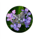 Purple Lacecap Hydrangea Round Clock