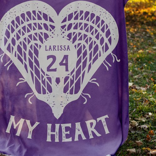 Purple Lacrosse My Heart Fleece Blanket