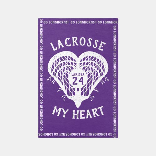 Purple Lacrosse My Heart Rug