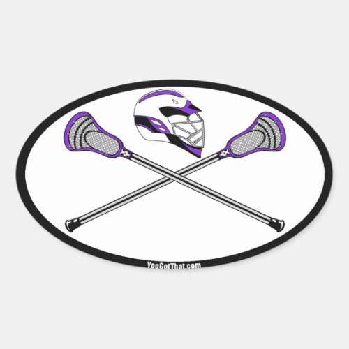 Purple Lacrosse Sticks and Helmet Oval Sticker