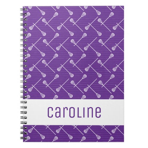 Purple Lacrosse White Sticks Patterned Notebook
