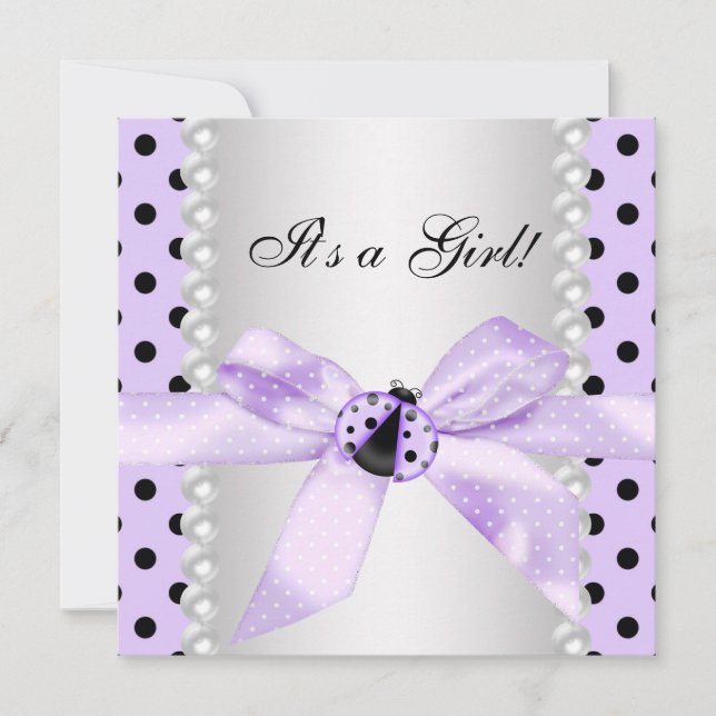 Purple Ladybug Baby Shower Invitation (Front)