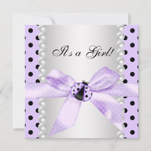 Purple Ladybug Baby Shower Personalized Invitations