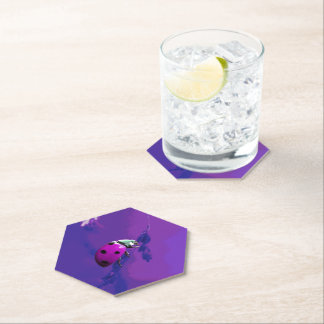 Purple Ladybug Paper Coaster
