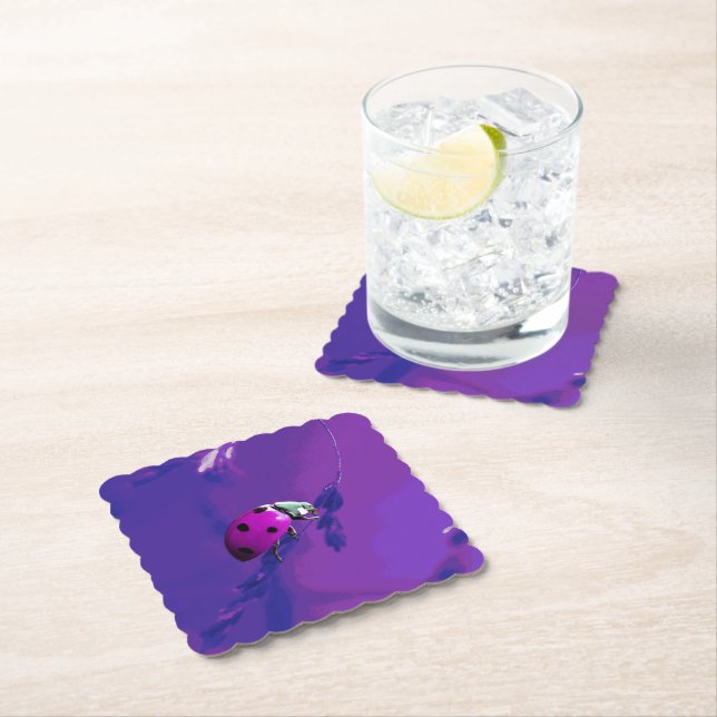 Purple Ladybug Paper Coaster (Insitu)