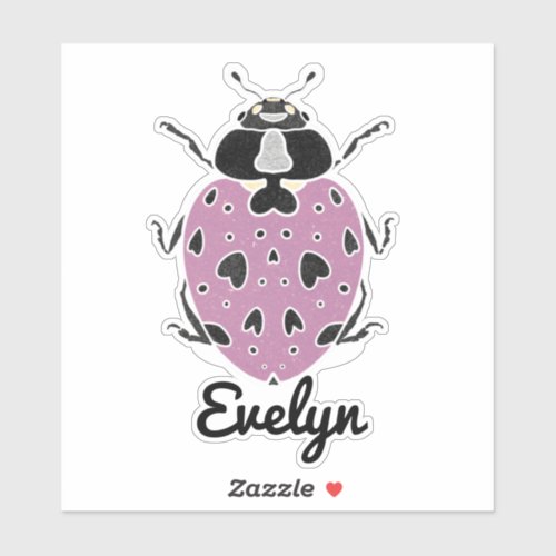 Purple Ladybug with Name Sticker