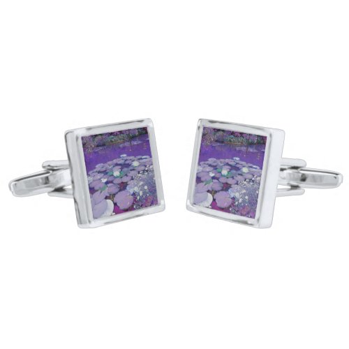 Purple Lake Dreaming Silver Cufflinks