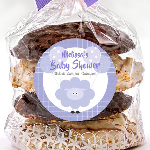 Purple Lamb Baby Shower Thank Ewe Cute Kawaii Classic Round Sticker