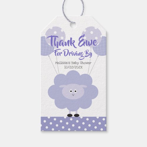 Purple Lamb Cute Sweet Drive By Baby Shower Modern Gift Tags