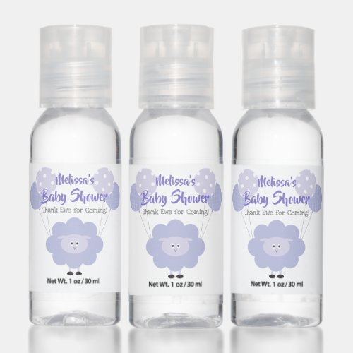 Purple Lamb Sweet Cute Baby Shower Thank You Hand Sanitizer