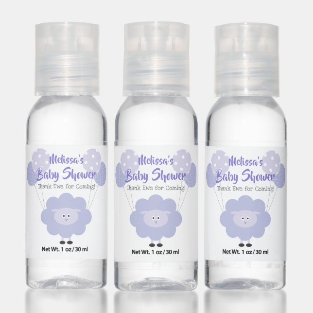 Purple Lamb Sweet Cute Baby Shower Thank You Hand Sanitizer (Set)