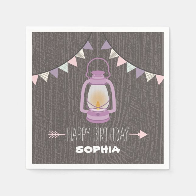 Purple Lantern Birthday Napkins (Front)