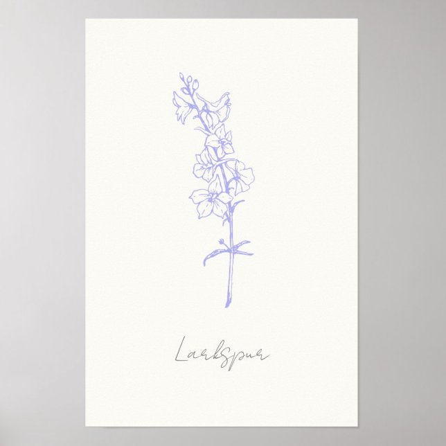 Purple Larkspur Floral Hand Drawn Art Poster (Creator Uploaded)