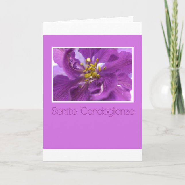 Purple larkspur sympathy card italian (Front)