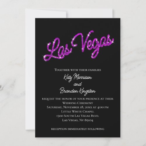 Purple Las Vegas Sparkles Wedding Invitation