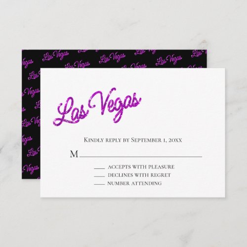 Purple Las Vegas Sparkles Wedding RSVP Invitation