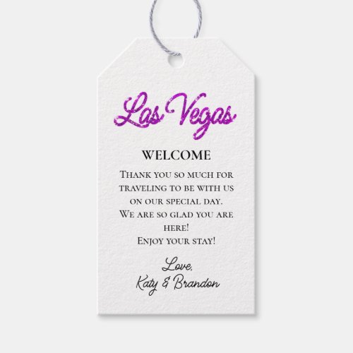 Purple Las Vegas Sparkles Wedding Welcome Gift Tags