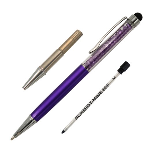 Purple Laser Engraved Crystalline Ballpoint Pen (Top)