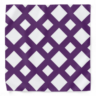 Purple Lattice on White Bandana