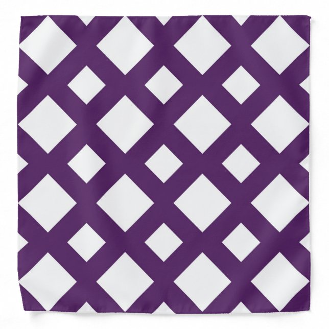 Purple Lattice on White Bandana (Front)