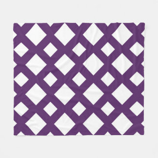 Purple Lattice on White Fleece Blanket