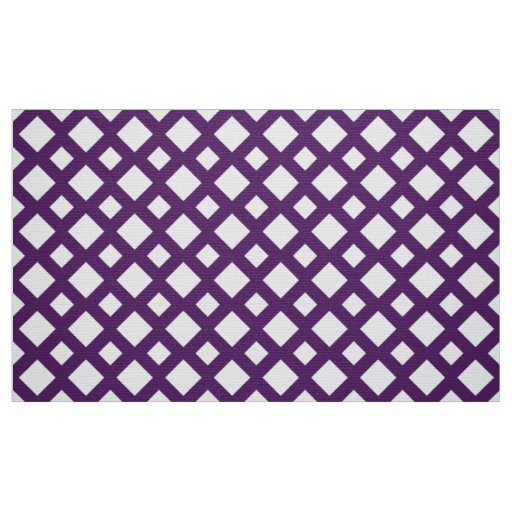 Purple Lattice on White Geometric Fabric