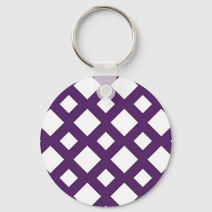 Purple Lattice on White Keychain