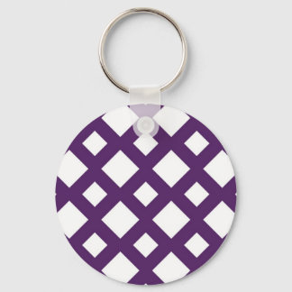Purple Lattice on White Keychain