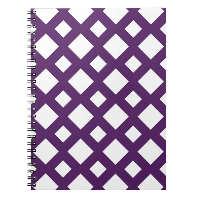 Purple Lattice on White Notebook (Front)
