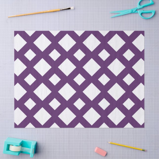 Purple Lattice on White Tissue Paper (Craft)