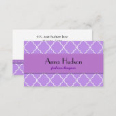 Purple Latticework, Quatrefoil, Moroccan Trellis Business Card (Front/Back)