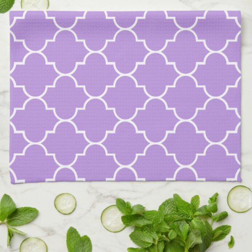 Purple Latticework Quatrefoil Moroccan Trellis Kitchen Towel