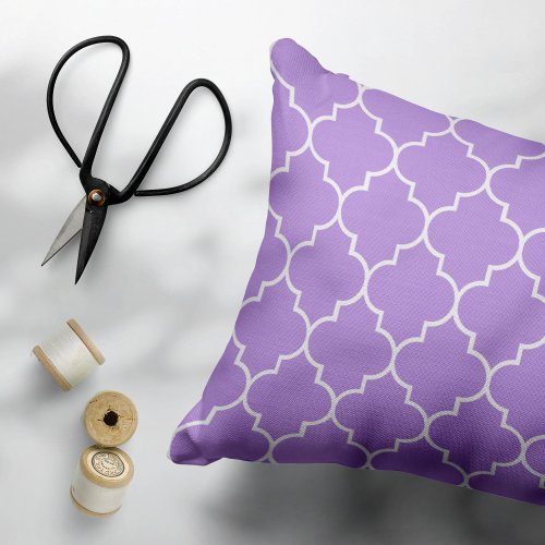 Purple Latticework Quatrefoil Moroccan Trellis Pillow Case