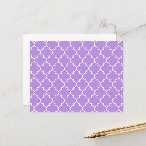 Purple Latticework Quatrefoil Moroccan Trellis Postcard