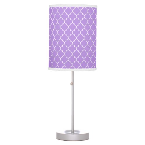 Purple Latticework Quatrefoil Moroccan Trellis Table Lamp